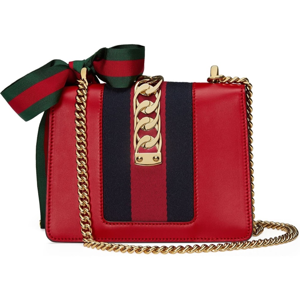 New Authentic Gucci Leather Shoulder bag Mini Red - Picture 4 of 12